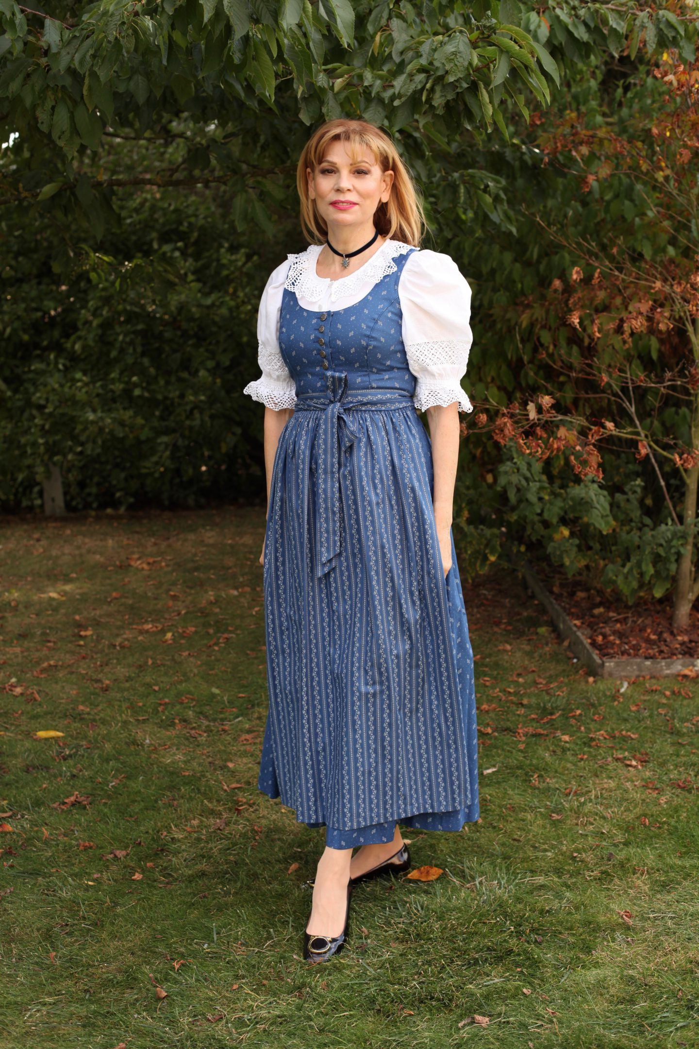 blue and white dirndl