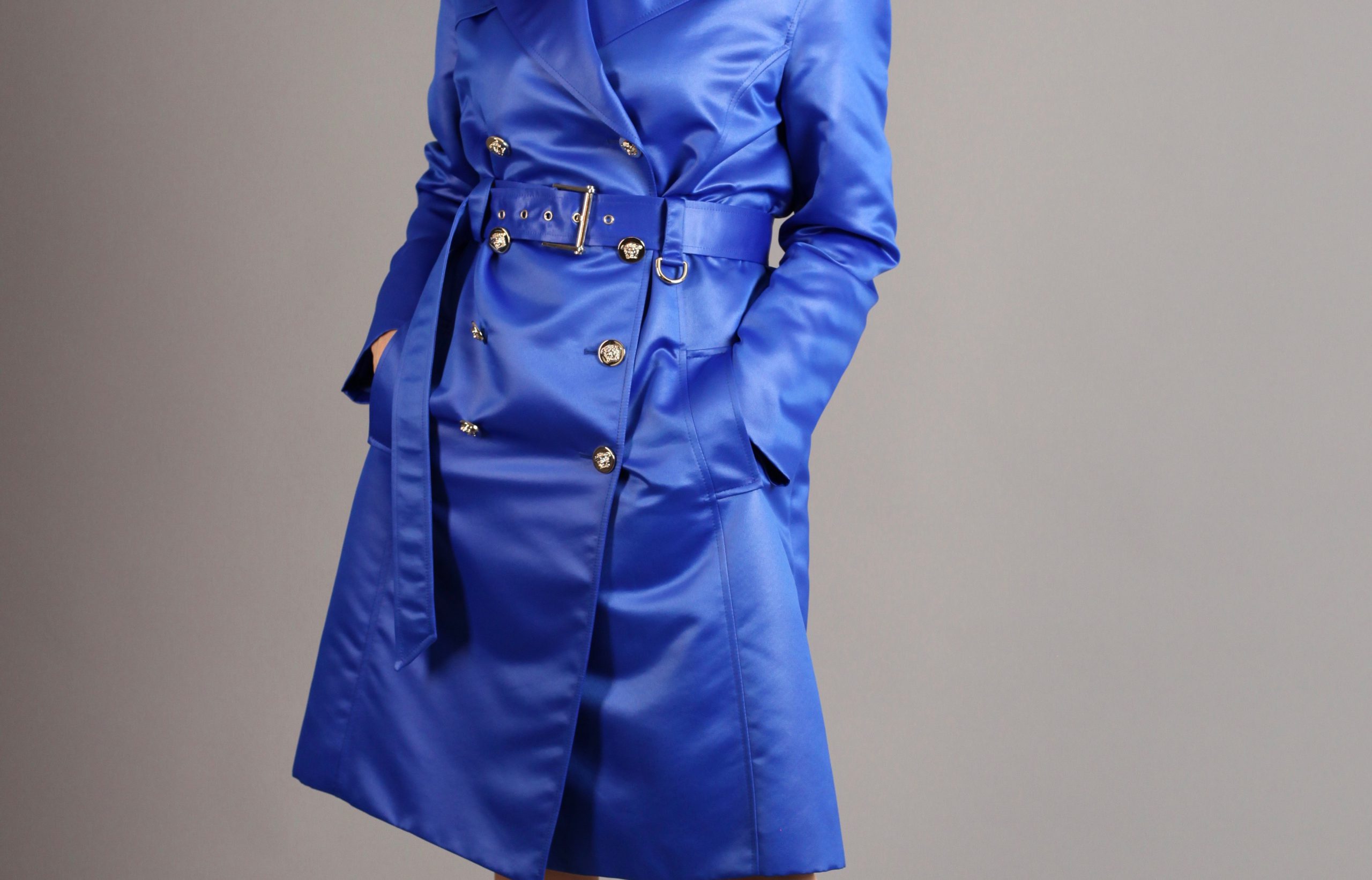 A FASCINATING COBALT BLUE TRENCH COAT, MY NUMBER 3 COAT - My