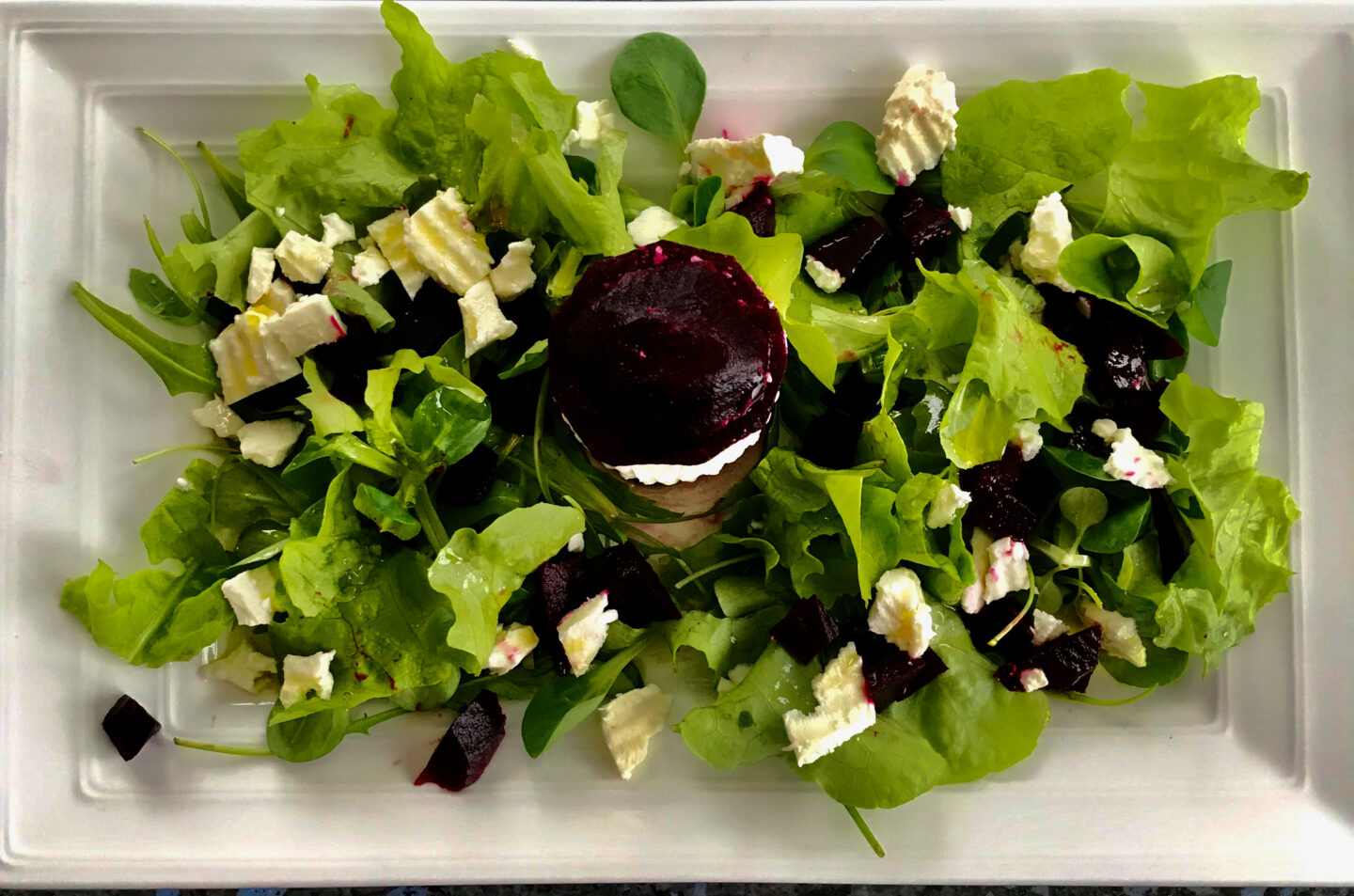Red beet and feta cheese salad
