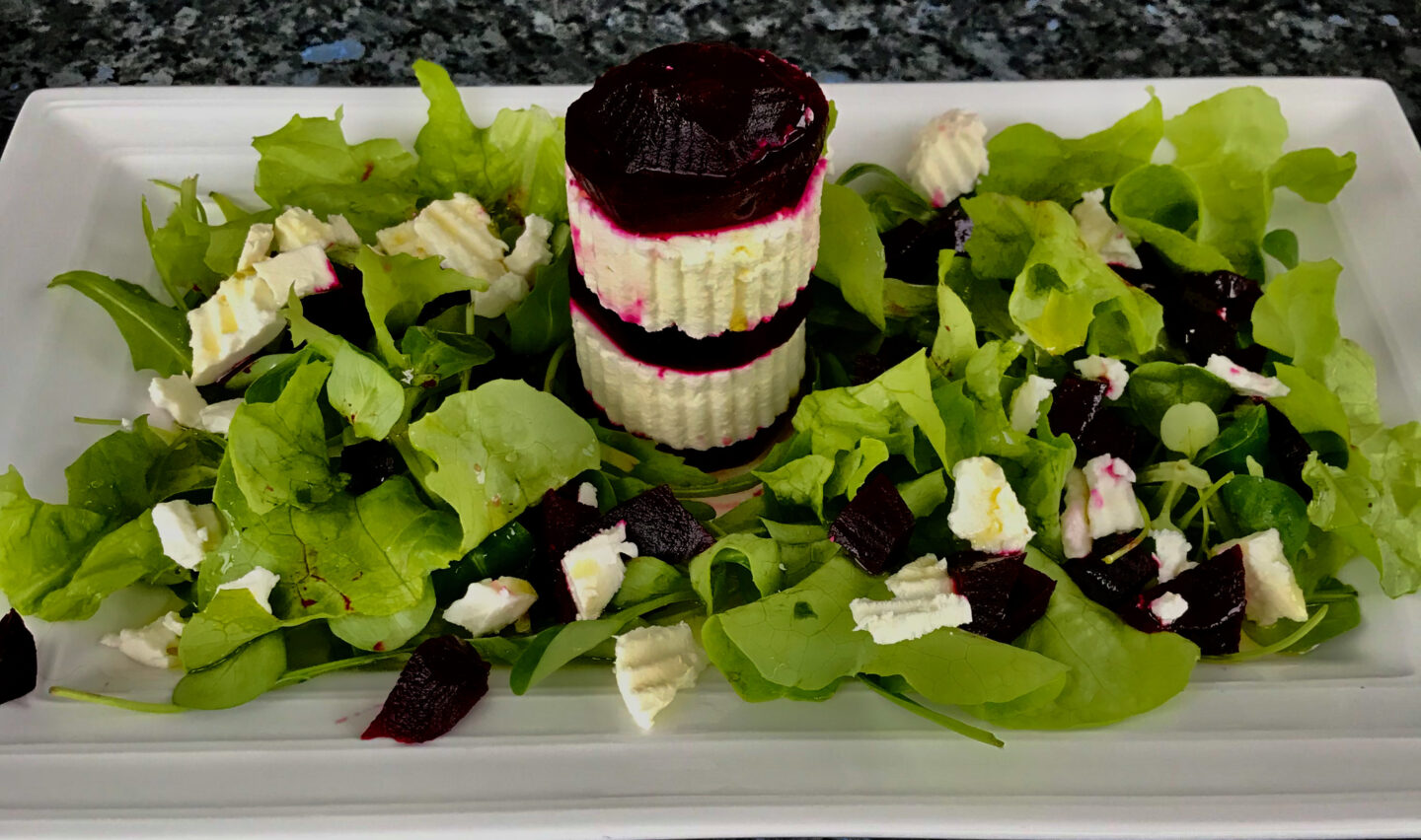 Red beet and feta cheese salad